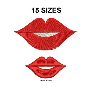 Lips embroidery design. Lips design. Lips mini. Beauty embroidery design. Makeup design. Lips red design. Lips filled stitch