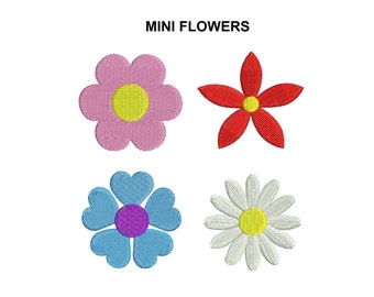 Flower Mini Embroidery Design. Flower embroidery design. Set flowers. Mini flowers. Spring design. Flowers filled stitch. flower design