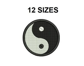 Conception de broderie Yin Yang. Point rempli Yin Yang. Mini Yin Yang. Conception Yin Yang. Motif de broderie orientale. Broderie symbole Yin Yang