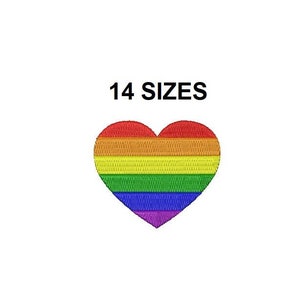 May include: Rainbow heart design with red, orange, yellow, green, blue, indigo, and violet stripes. 14 SIZES.