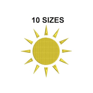 Borduurontwerp van de zon. Mini Zon-ontwerp. Zomers borduurontwerp. Silhouet van de zon. Zonovergoten steek. Zonneschijnontwerp. Zonontwerp. Zomer #1