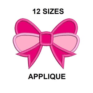 Puede incluir: Diseño de bordado de aplique de lazo rosa en 12 tamaños.