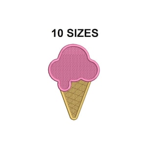 Eistüte-Stickerei-Design. Eiscreme-Design. Eiscreme-Füllstich. Stickmuster für Eistüten. Sommer-Eiscreme-Design.