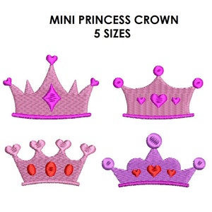 Set Crowns Embroidery Design. Princess Crown Set Embroidery.  Crown filled stitch. MiniCrown. Crown design. Girl embroidery design.