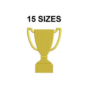 Disegno di ricamo della coppa del trofeo. Cucitura riempita con coppa trofeo. Sagoma della Coppa del Trofeo. Mini Coppa Tropia. Disegno di ricamo tropico