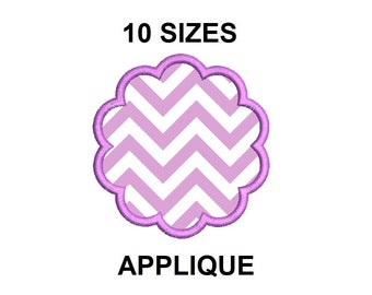 Scallop Circle Applique Design. Scallop embroidery design. Scallop design. Shape embroidery applique. Shape ScallopRectangle design.
