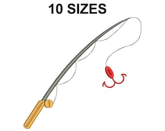 Fishing Pole embroidery design. Fishing Pole filled stitch. Fishing embroidery design. Fish design. Mini fishing design. Fishing Pole design