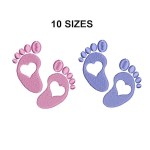 Baby Feet Embroidery Design. Mini Baby Feet Embroidery Design. Newborn Baby Footprint. Baby embroidery design. Mini feet design.