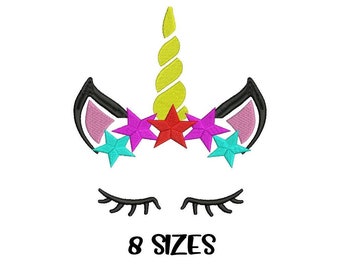 Unicorn embroidery design. Unicorn head embroidery design. Unicorn face embroidery design #2
