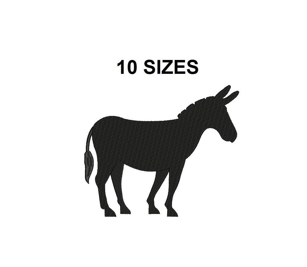 Donkey Embroidery Design. Donkey Silhouette. Mini Donkey Etsy