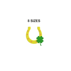 Glückliches Hufeisen-Stickmuster. Kleeblatt-Stickmuster. Kleeblatt-Design. Mini-Klee. St. Patrick&#39;s Clover Design. Kleeblatt-Design.