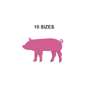 Pig Embroidery Design. Pig filled stitch. Pig Silhouette stitch. Pig design. Mini Pig Embroidery. Farm Embroidery. Animal embroidery desgn.
