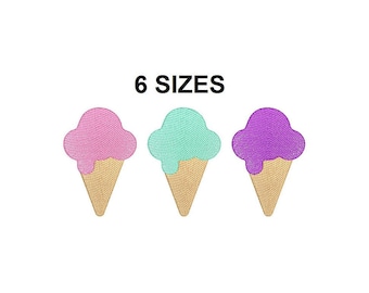 Ice Cream Cone Trio Quick Stitch embroidery design.Ice Cream sketch embroidery design. Vintage Stitch. Desserts Sketch. ice cream design