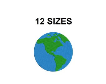 Earth Embroidery design. Earth Silhouette. Mini Earth. Earth design. Earth Globe Embroidery design. World embroidery design.
