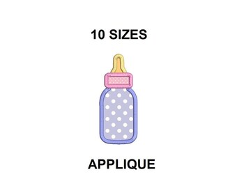 Baby Bottle Applique Design. Baby bottle outline applique. Baby applique embroidery design. Baby bottle design. Mini baby bottle design.