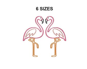 Flamingoes Scribble Stitch embroidery Design. Flamingoes Trio Scribble Embroidery. Flamingoes embroidery design. Flamingo embroidery