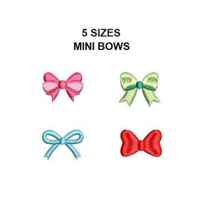 Mini Bows Embroidery Design.  Bow set embroidery. Mini bow design. Bow fill stitch. Bow embroidery design. Mini bows set embroidery.