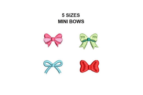 Mini Bows Embroidery Design.  Bow set embroidery. Mini bow design. Bow fill stitch. Bow embroidery design. Mini bows set embroidery.
