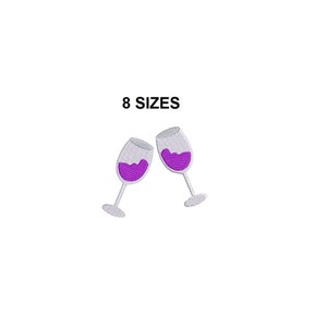May include: Two white wine glasses with purple wine, clinking together. 8 SIZES.