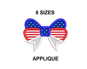 Bow Applique Embroidery Design. Patriotic Bow Design. Machine Embroidery. USA Filled Stitch. Bow Applique. 4th of July Embroidery.