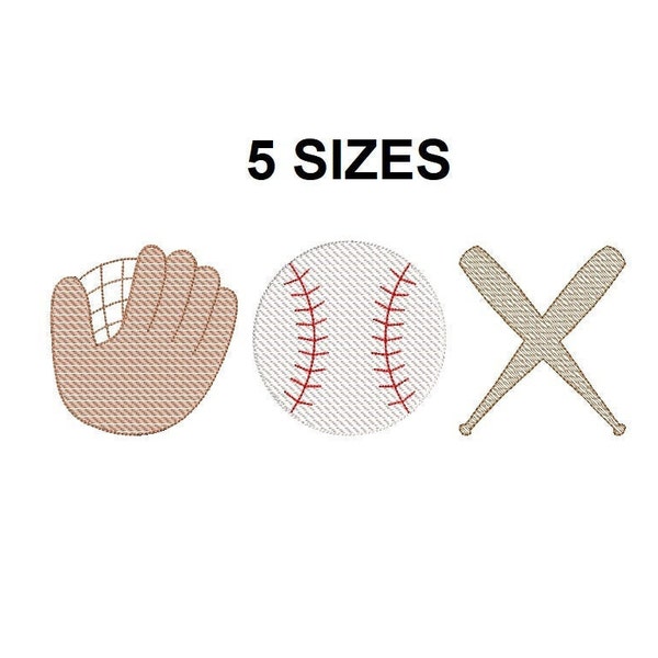 Baseball trio quick stitch embroidery desig. Baseball sketch embroidery design. Vintage Stitch. Baseball Bat Sketch. Baseball Glove Sketch