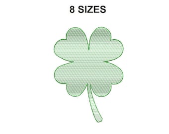 Clover Sketch Embroidery Design. Clover design.  St.Patrick's Clover. Mini clover. Shamrock design. Clover 4 Leaf embroidery.