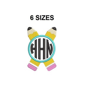 Pencil Monogram embroidery design. Pencil applique embroidery design. Monogram Applique Design. Pencil Monogram embroidery applique.
