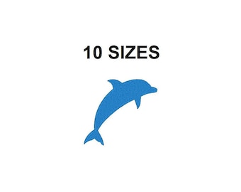 Dolphin Embroidery design. Dolphin Silhouette. Mini dolphin design. Dolphin filled stitch. Summer Embroidery. Sea animals embroidery design.