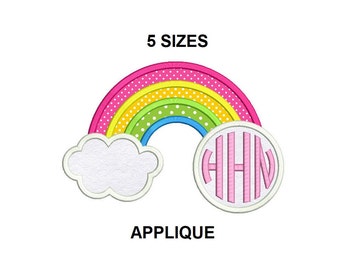 Rainbow Applique Design. Monogram appliqué design. Rainbow monogram applique. Rainbow embroidery design. Monogram design. Rainbow design.