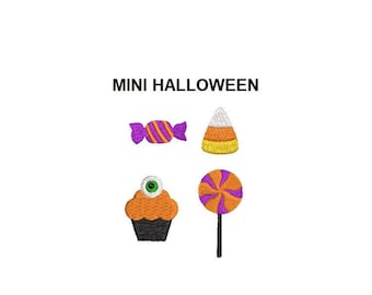 Mini Halloween Candy Set borduurontwerp. Halloween-borduurontwerp. Borduurontwerp instellen. Snoep borduurontwerp