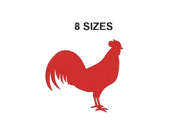 Rooster Embroidery Design. Rooster Silhouette. Mini Rooster Design. Rooster Filled stitch. Farm Animal embroidery design. Farm design.