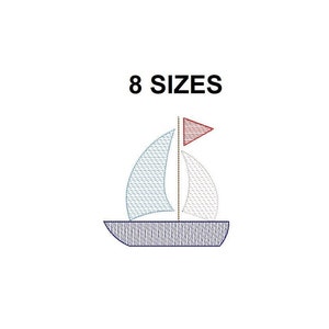 Boot-Skizze-Stickerei-Design. Boot-Stickerei-Design. Bootsdesign. Miniboot. Maschinenstickdesign.
