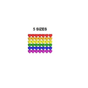 Love Hearts Embroidery design. Colorful embroidery design. Pride embroidery design. Pride heart design. Mini heart design. Gay design.