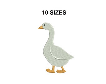 Goose embroidery design. Goose filled stitch. Goose Silhouette. Mini Goose Embroidery. Duck design. Farm Embroidery.