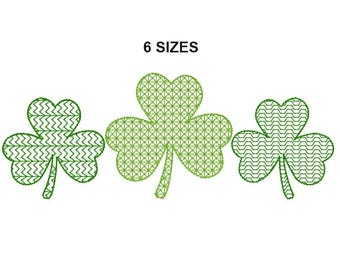 Clover Trio Motif Filled Stitch Embroidery Design. St.Patrick's Clover Embroidery Design. Clover 3 Leaf Design. Clover filled stitch.