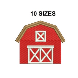 May include: Red barn with a white X on the front door and a white X on the top window. The barn has a brown roof. 10 SIZES.