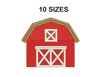 Barn Embroidery design. Farm embroidery design. Barn design. Mini farm design. Pig embroidery design. Cow design. Barn filled stitch