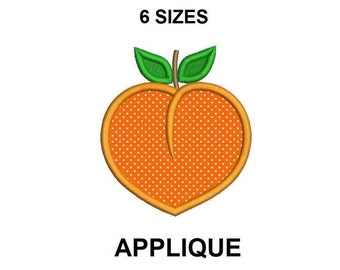 Peach Applique Embroidery Design. Peach design. Mini Peach. Fruit embroidery design. Fruit Applique embroidery. Summer design.