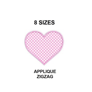 Heart Applique ZigZag Embroidery Design. Heart embroidery design. Mini heart. Valentine&#39;s Day applique design. Heart Shape applique Zigzag