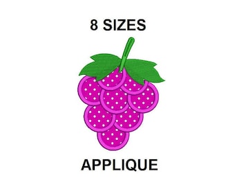 Grapes Applique Embroidery Design. Grapes embroidery design. Grapes filled stitch. Fruit Applique embroidery. Fruit embroidery design.