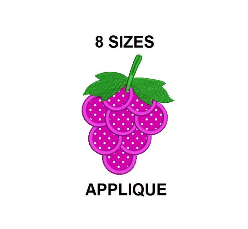 Grapes Applique Embroidery Design. Grapes Embroidery Design. Etsy