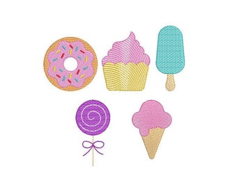 Desserts Sketch Set embroidery design. Desserts sketch embroidery design. Set embroidery design. Donut design. Ice cream design.