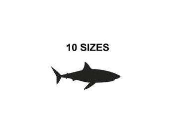 Shark Embroidery Design. SharkDesign. Shark filled stitch. Mini shark. Shark silhouette. Sea creatures embroidery. Animal sea design.