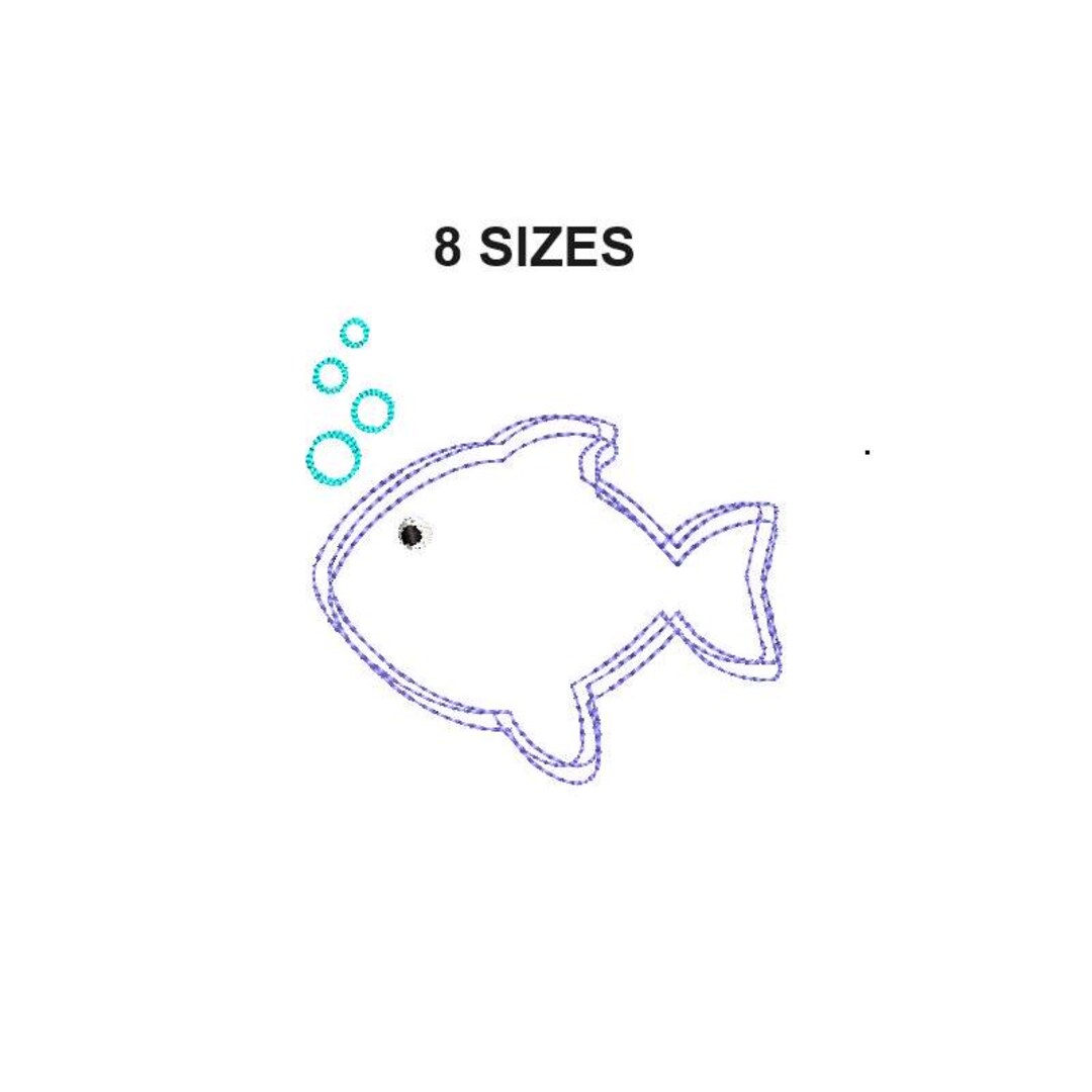 Fish Scribble Stitch Embroidery Design. Fish Scribble Embroidery. Fish ...