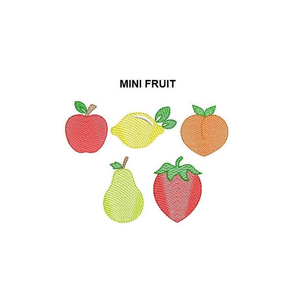 Mini Fruit Sketch Set embroidery design. Fruit sketch embroidery design. Set embroidery design. Apple design. Pear design. Peach design.