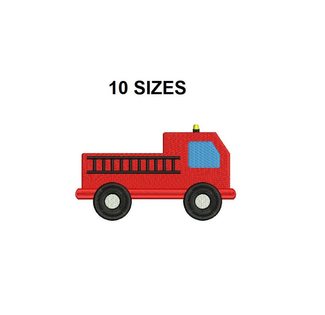 Fire Truck Embroidery Design. Fire Truck Filled Stitch. Mini Fire Truck
