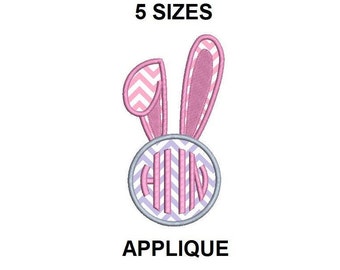 Bunny Monogram Applique Design. Bunny Ears Applique Design. Easter Embroidery Design. Bunny Embroidery design. Monogram Embroidery Design.