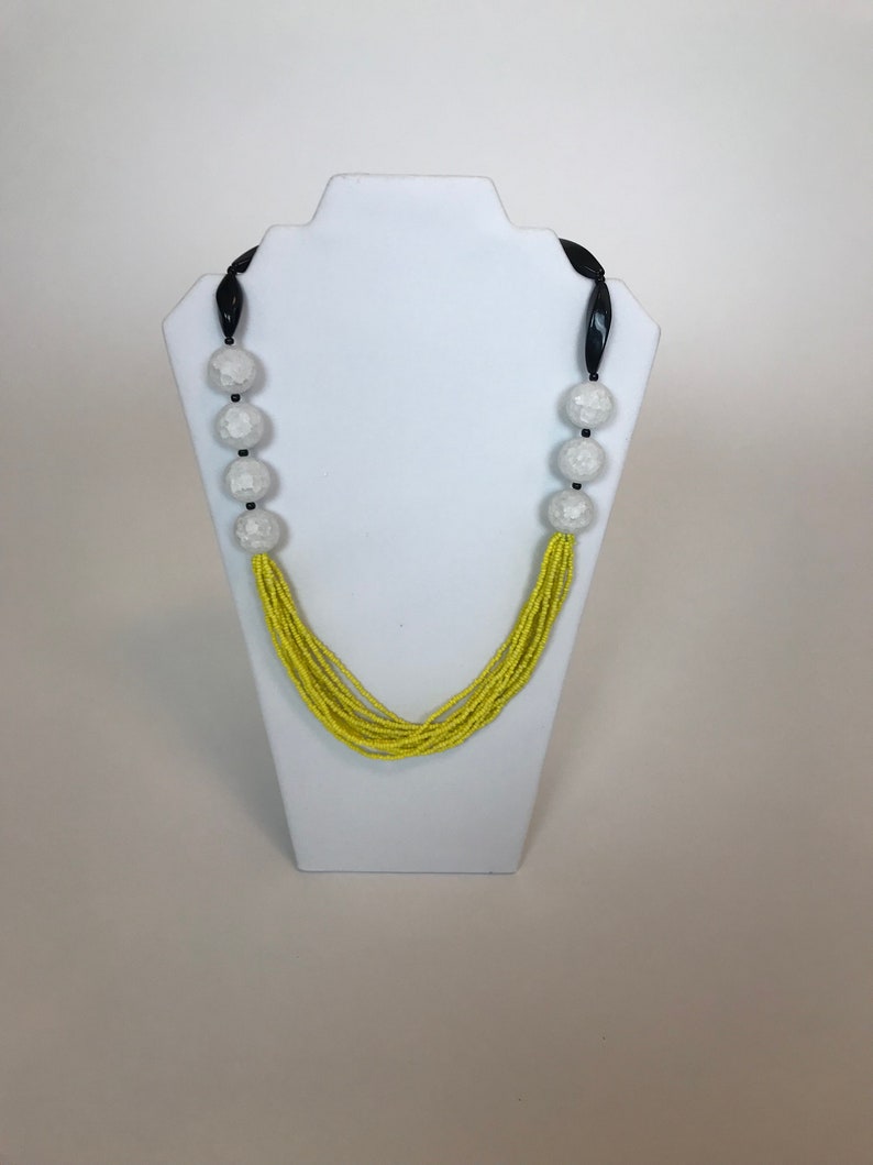 yellow necklace beaded necklace Colorful necklace black necklace color block necklace Color block necklace white necklace