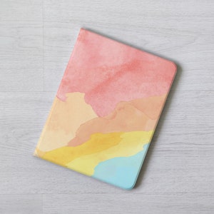Regenbogen Pastell Aquarell iPad Hülle Apple Pencil Halter für iPad 11 12,9 Zoll iPad Air 6 5 4 iPad mini 6 5 iPad Pro 13 2024 10