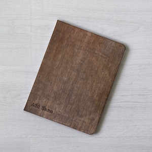 Personalized Vintage Wood iPad Case: Apple Pencil Holder, Flip Cover